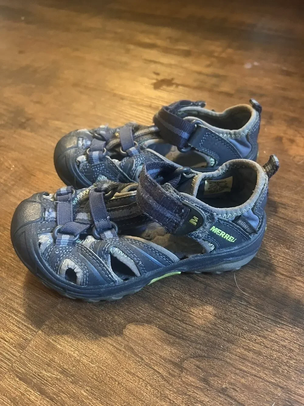 Merrell Kids Hydro Sandals Size 9M Gray/Navy Select Grip Water Shoes Outdoor